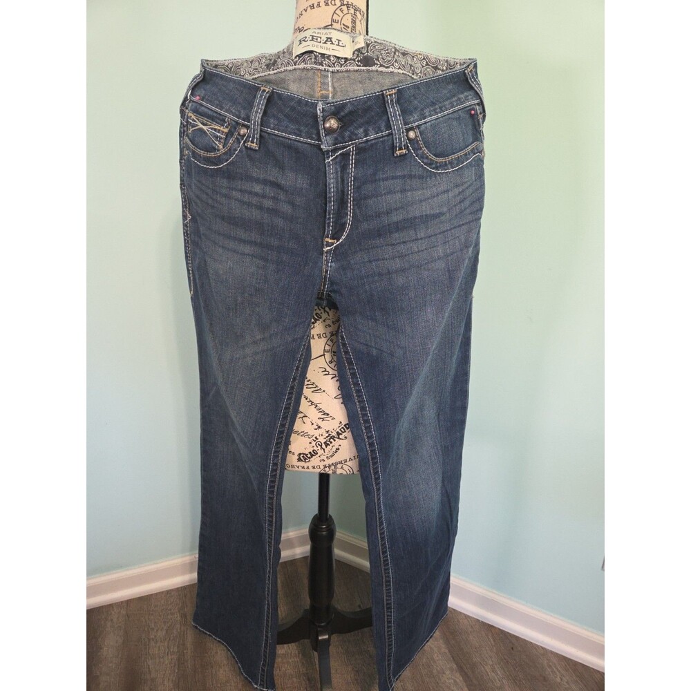 Ariat Real Women's Low Rise Boot Cut Denim Thick Stitching Jeans 31 l long